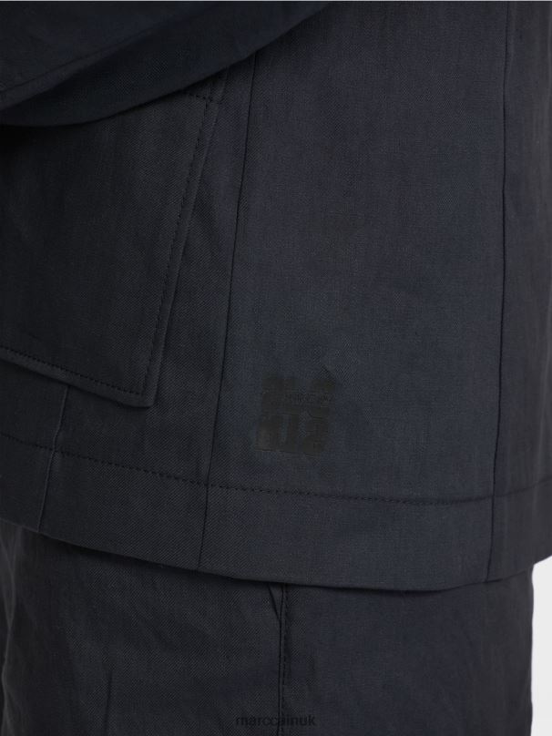 Figure-hugging blazer with linen Marc Cain Midnight Blue Clothing BZZNX179