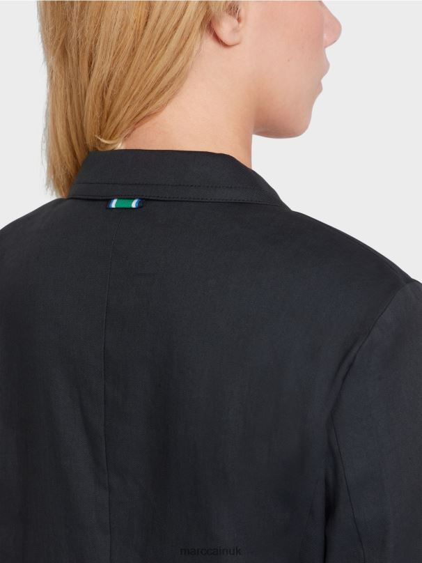 Figure-hugging blazer with linen Marc Cain Midnight Blue Clothing BZZNX179