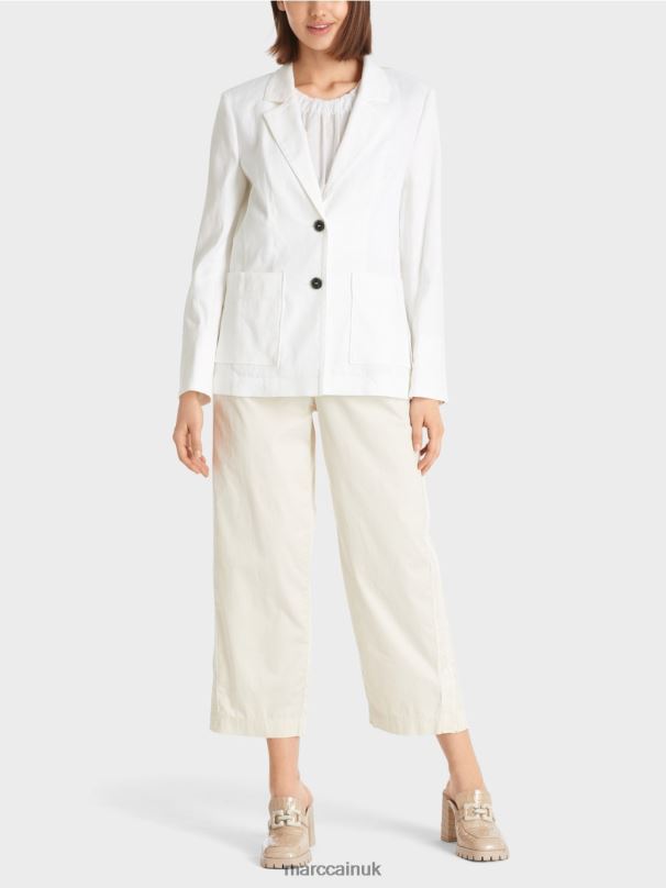 Figure-hugging blazer with linen Marc Cain White Clothing BZZNX183