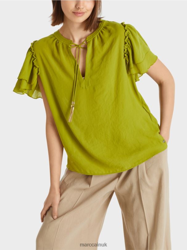 \"Rethink Together\" blouse-style top Marc Cain Deep Oliv Green Clothing BZZNX953