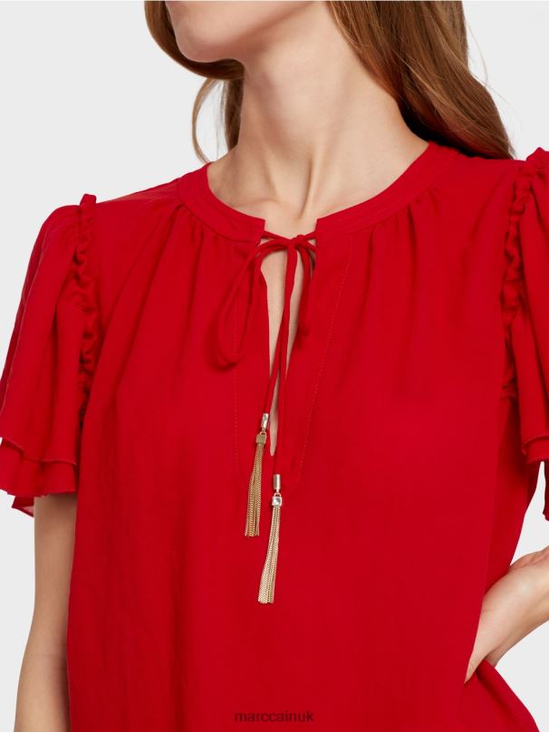 \"Rethink Together\" blouse-style top Marc Cain Deep Red Clothing BZZNX910