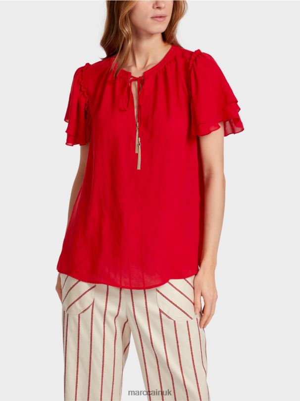 \"Rethink Together\" blouse-style top Marc Cain Deep Red Clothing BZZNX910