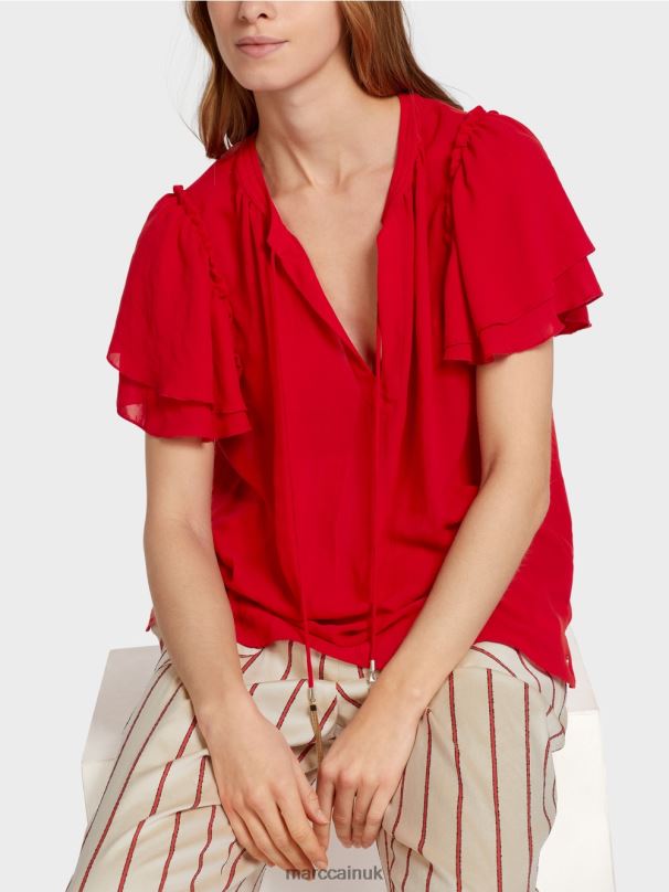 \"Rethink Together\" blouse-style top Marc Cain Deep Red Clothing BZZNX910