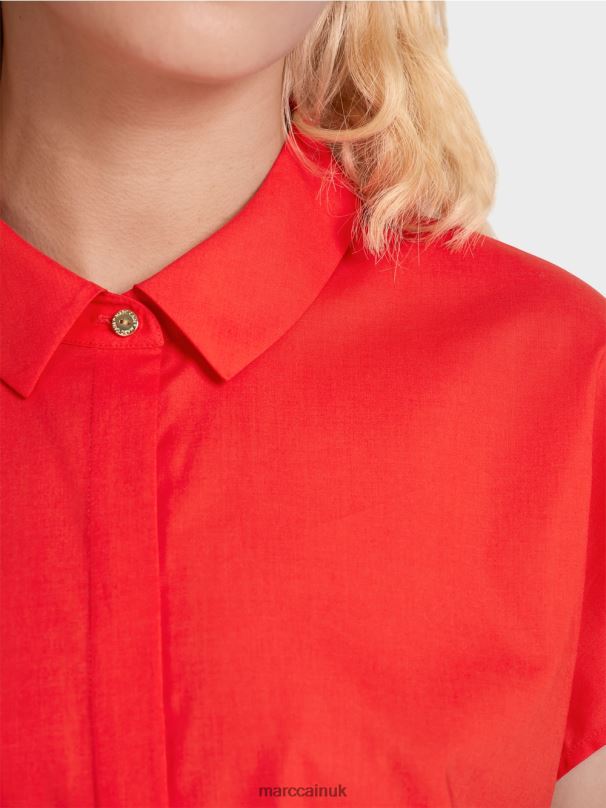 \"Rethink Together\" blouse with collar Marc Cain Fire Red Clothing BZZNX928