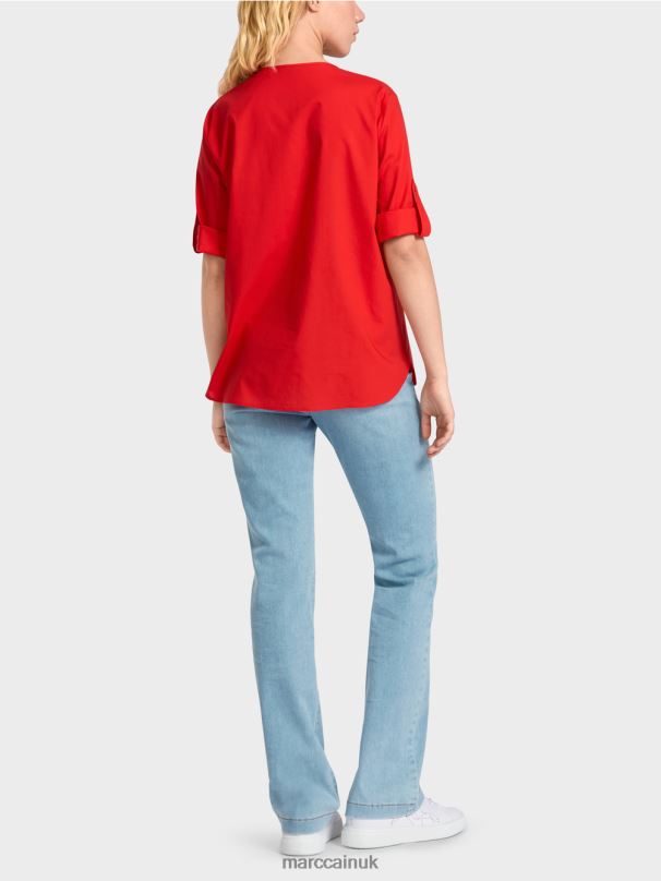 \"Rethink Together\" blouse with tabs Marc Cain Fire Red Clothing BZZNX930