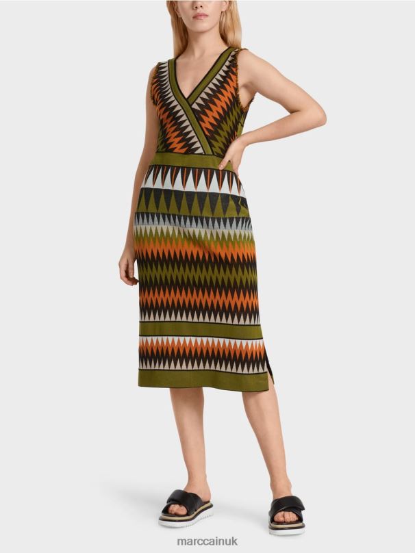 "Rethink Together" knitted dress Marc Cain Deep Oliv Green Clothing BZZNX95