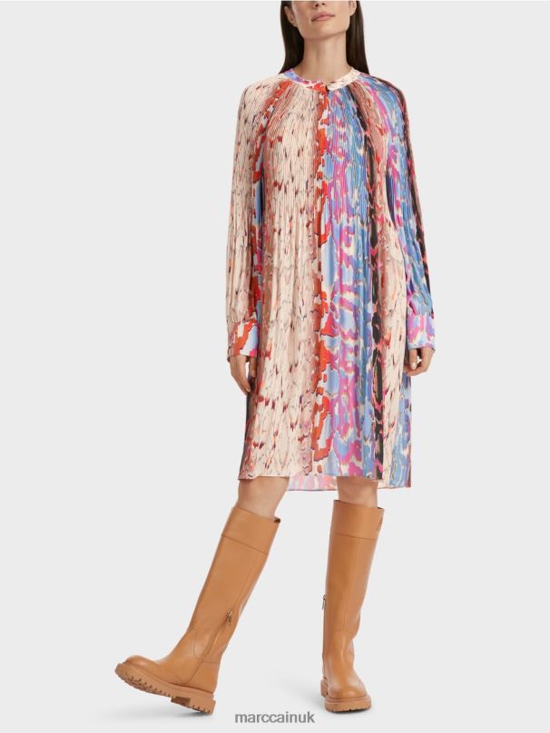 "Rethink Together" pleated dress Marc Cain Dark Summer Sky Clothing BZZNX21