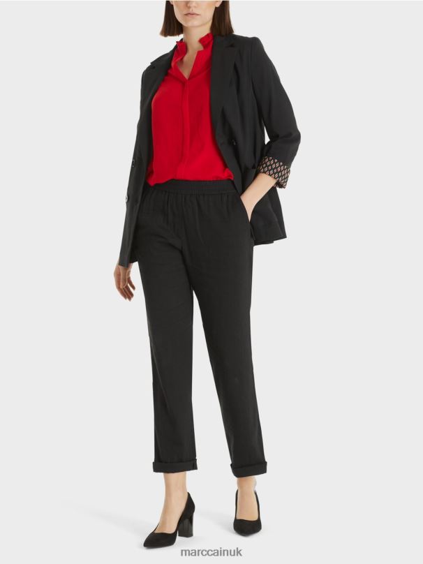 Double-breasted linen jacket Marc Cain Black Clothing BZZNX182