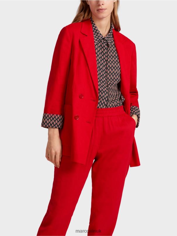 Double-breasted linen jacket Marc Cain Deep Red Clothing BZZNX181