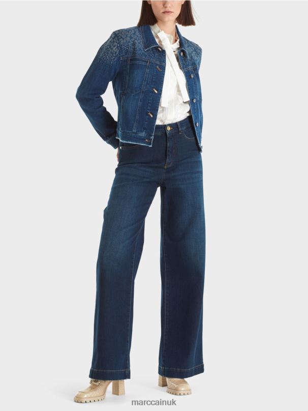 "Rethink Together" denim jacket Marc Cain Vintage Indigo Clothing BZZNX455