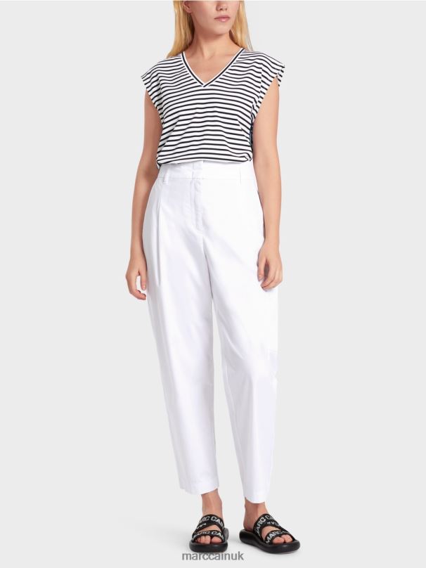 "Rethink Together" pleated trousers Marc Cain White Clothing BZZNX600