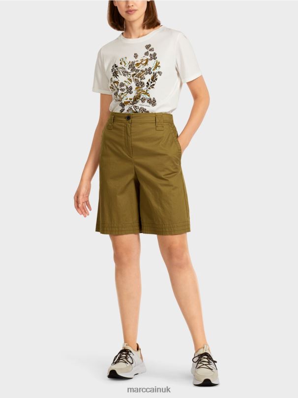 "Rethink Together" shorts Marc Cain Yellow Oliv Clothing BZZNX707