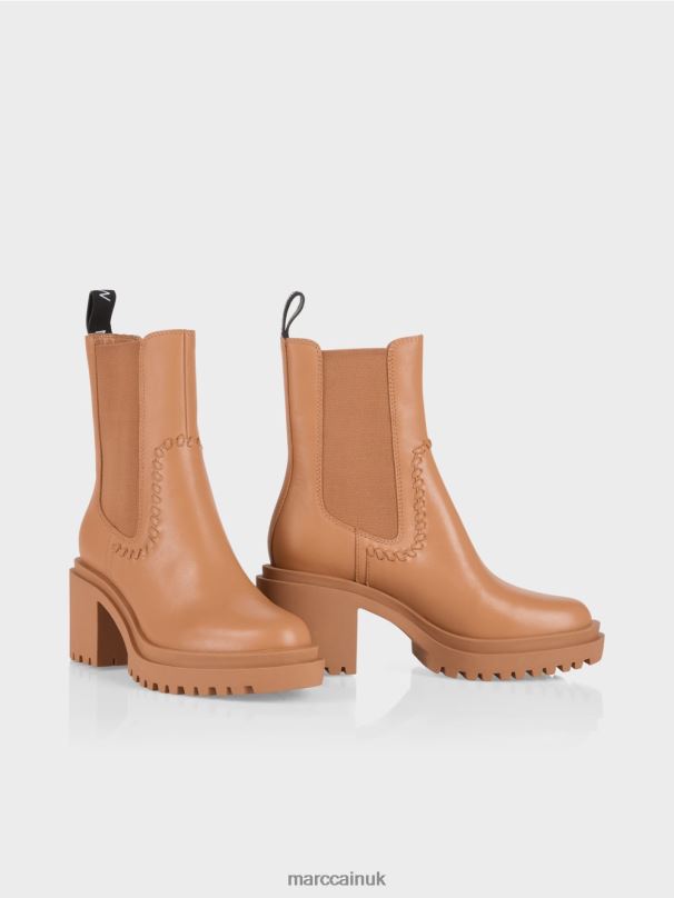 Chelsea ankle boots with block heel Marc Cain Bright Toffee Footwear BZZNX1563
