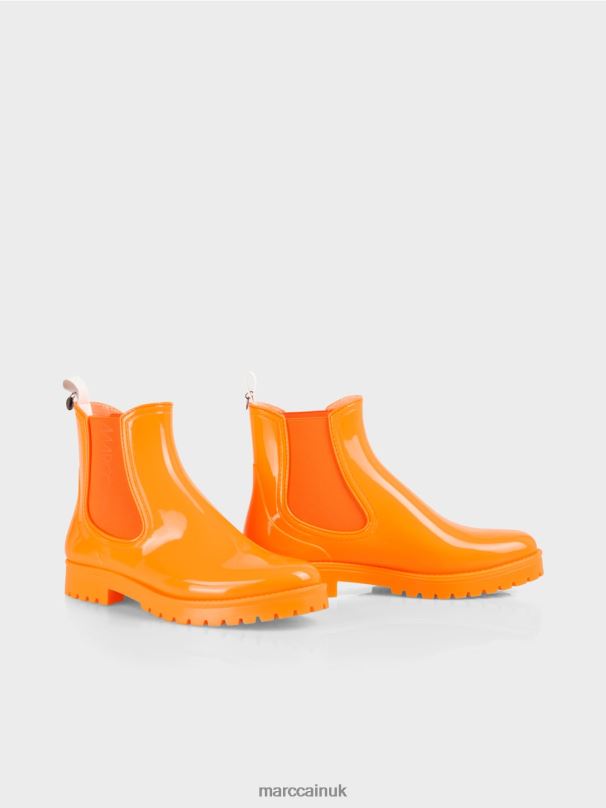 Rubber Chelsea boots with profile sole Marc Cain Bright Orange Footwear BZZNX1651