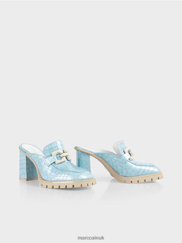 "Rethink Together" faux croc slip-ons Marc Cain Atmospheric Blue Footwear BZZNX1639