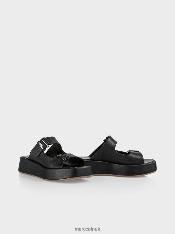 "Rethink Together" strap sandals Marc Cain Black Footwear BZZNX1628