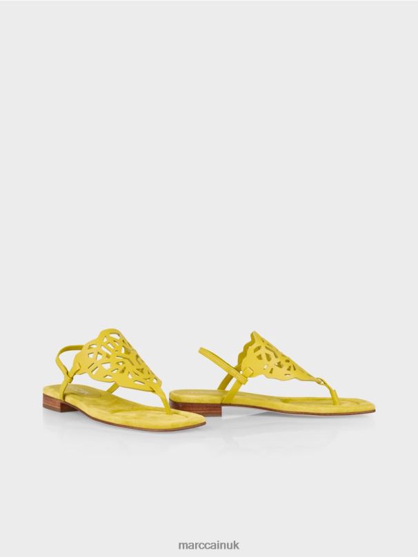 Toe post sandals with cut-outs Marc Cain Lemon Green Footwear BZZNX1601