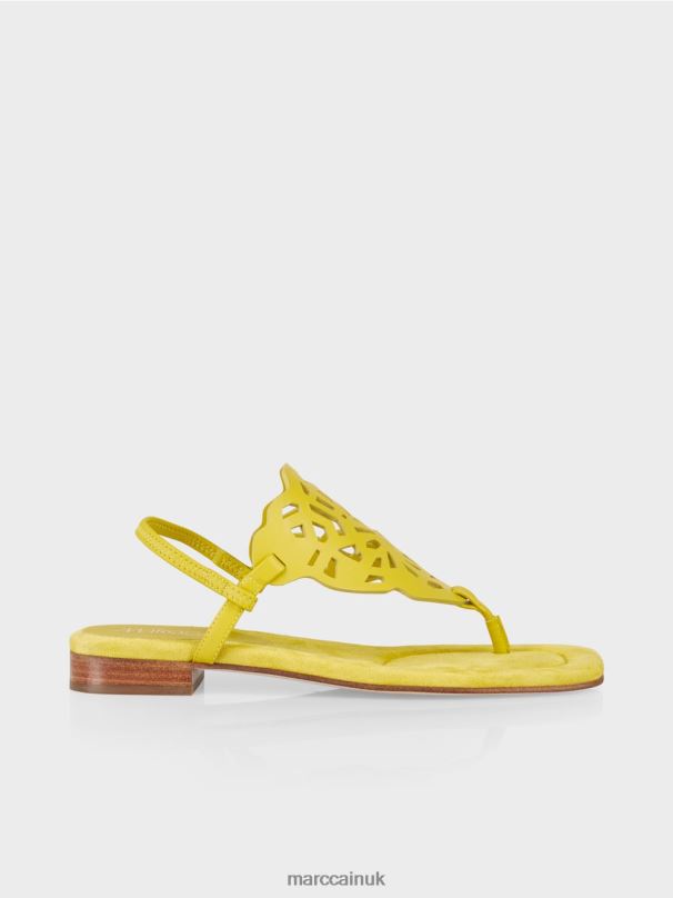 Toe post sandals with cut-outs Marc Cain Lemon Green Footwear BZZNX1601