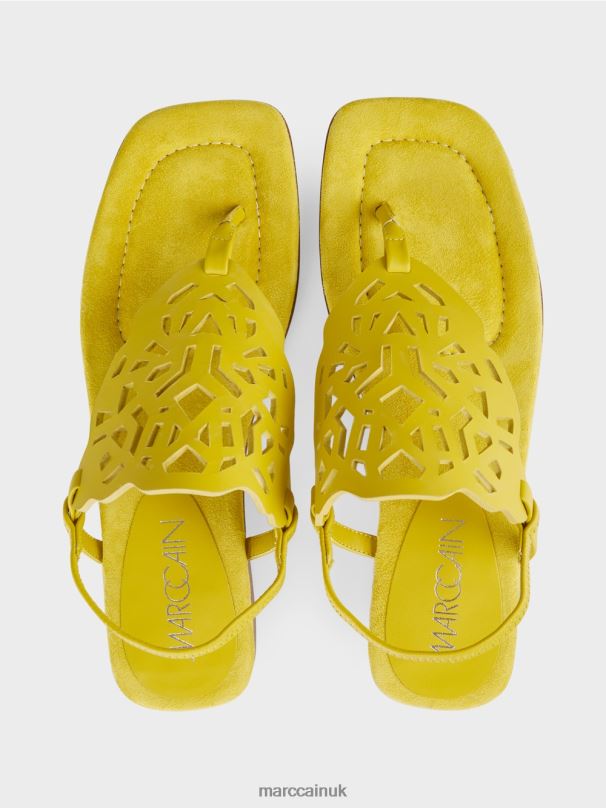 Toe post sandals with cut-outs Marc Cain Lemon Green Footwear BZZNX1601